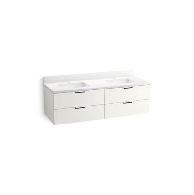 Kohler Maxstowe 60'' Wall-hung Bathroom Vanity Cabinet with Sink and Quartz Top - White