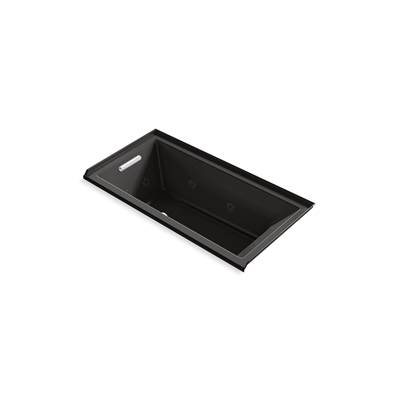 Kohler Underscore 60'' x 30'' drop-in/alcove heated whirlpool bath, left drain - Black