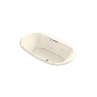 Kohler Underscore 71-1/2'' x 41-1/2'' drop-in Heated BubbleMassageE air bath with whirlpool - Biscuit