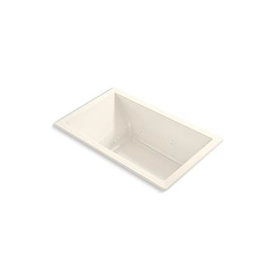 Kohler Underscore 60'' x 36'' drop-in heated whirlpool bath - Biscuit