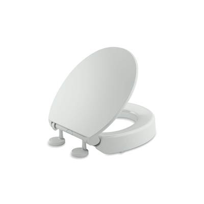 Elevated Quiet-CloseE round-front toilet seat - Ice Grey