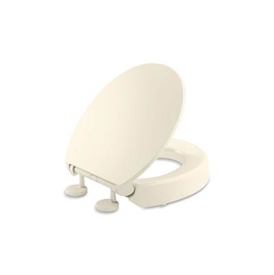 Elevated Quiet-CloseE round-front toilet seat - Almond