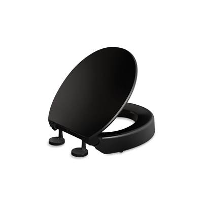 Elevated Quiet-CloseE round-front toilet seat - Black