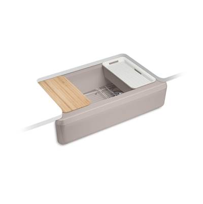 Kohler Riverby 35-3/4'' undermount single-bowl farmhouse workstation kitchen sink - Truffle