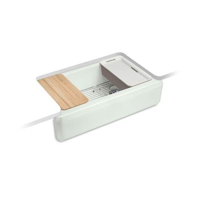 Kohler Riverby 35-3/4'' undermount single-bowl farmhouse workstation kitchen sink - Sea Salt