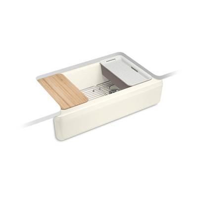 Kohler Riverby 35-3/4'' undermount single-bowl farmhouse workstation kitchen sink - Biscuit