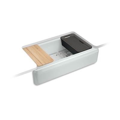 Kohler Riverby 35-3/4'' undermount single-bowl farmhouse workstation kitchen sink - Ice Grey