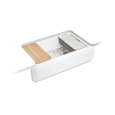 Kohler Riverby 35-3/4'' undermount single-bowl farmhouse workstation kitchen sink - White