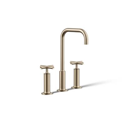 Kohler Purist Widespread bathroom sink faucet with Cross handles, 1.2 gpm - Vibrant Brushed Bronze