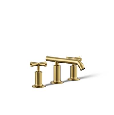 Kohler Purist Widespread bathroom sink faucet with Cross handles, 1.2 gpm - Vibrant Brushed Moderne Brass