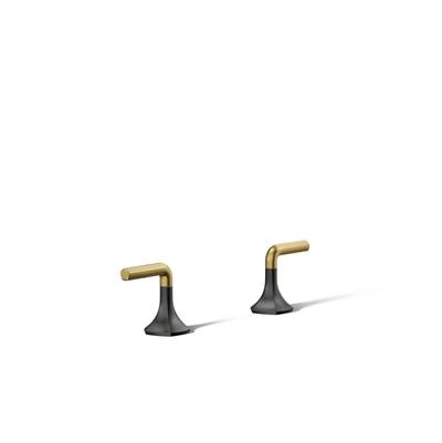 Kohler Occasion Lever Bathroom Sink Faucet Handles - Matte Black with Brushed Moderne Brass