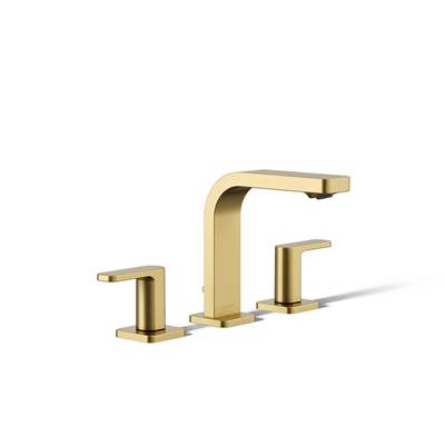 Kohler Parallel Widespread Bathroom Sink Faucet, 0.5 Gpm - Vibrant Brushed Moderne Brass