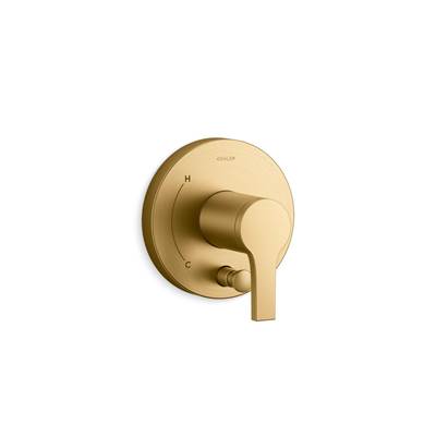 Elate Rite-Temp valve trim with diverter - Vibrant Brushed Moderne Brass