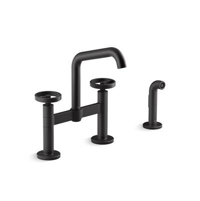 BilletE Two-hole bridge kitchen sink faucet with side sprayer