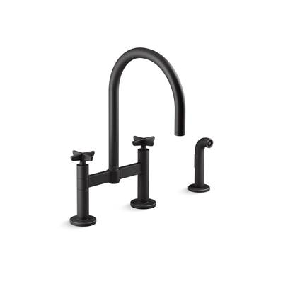 BilletE Two-hole bridge kitchen sink faucet with side sprayer
