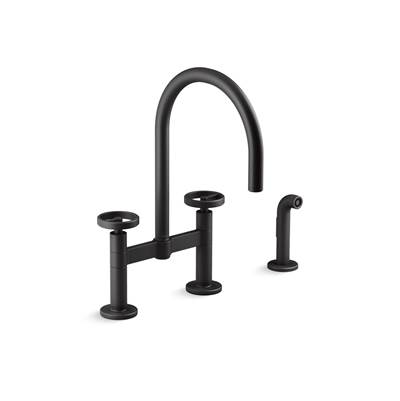 BilletE Two-hole bridge kitchen sink faucet with side sprayer