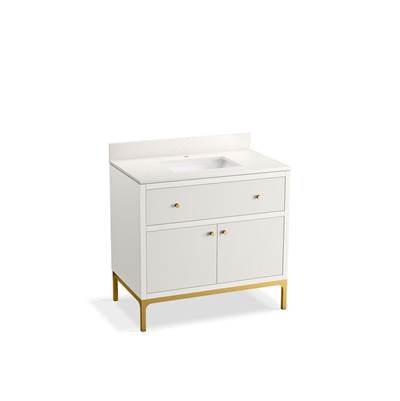 CalpaE 36'' bathroom vanity cabinet with sink and quartz top