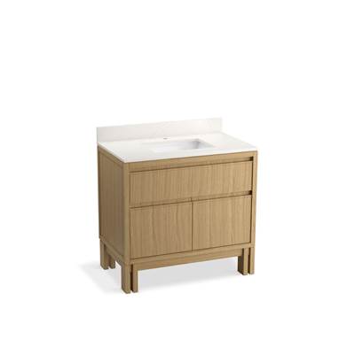 Kohler SoliveE 36'' bathroom vanity cabinet with sink and quartz top - Light Oak