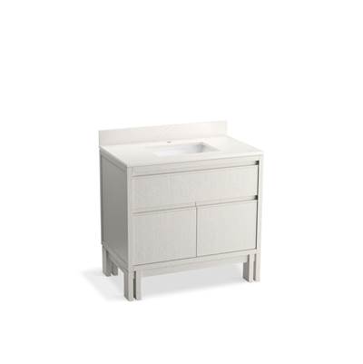 Kohler SoliveE 36'' bathroom vanity cabinet with sink and quartz top - Gossamer White