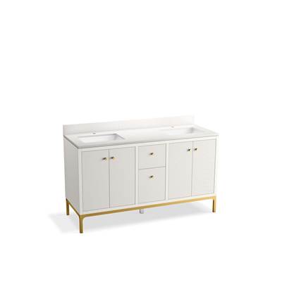 CalpaE 60'' bathroom vanity cabinet with sinks and quartz top