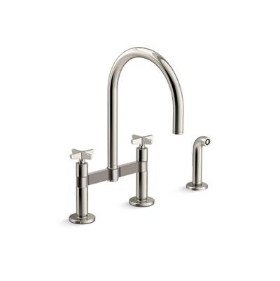 BilletE Two-hole bridge kitchen sink faucet with side sprayer