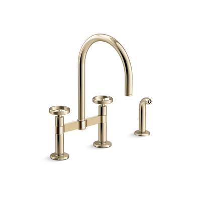 BilletE Two-hole bridge kitchen sink faucet with side sprayer