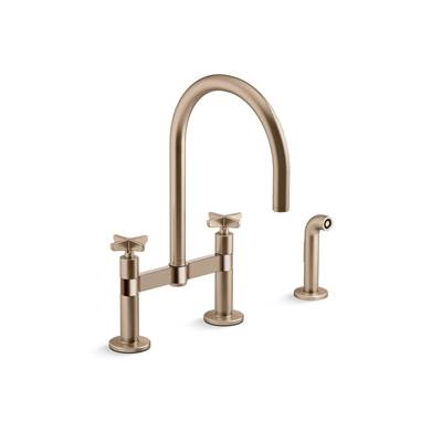BilletE Two-hole bridge kitchen sink faucet with side sprayer
