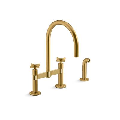 BilletE Two-hole bridge kitchen sink faucet with side sprayer