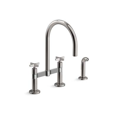 BilletE Two-hole bridge kitchen sink faucet with side sprayer