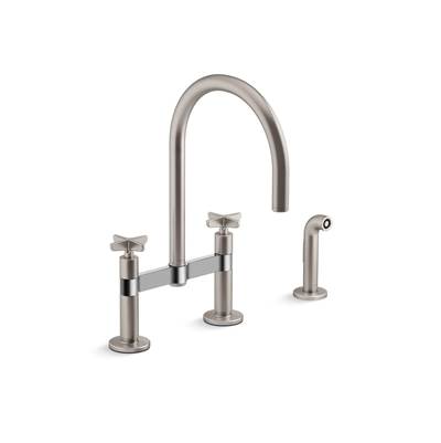 BilletE Two-hole bridge kitchen sink faucet with side sprayer