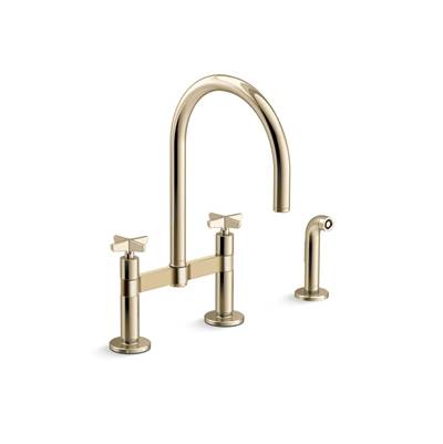 BilletE Two-hole bridge kitchen sink faucet with side sprayer