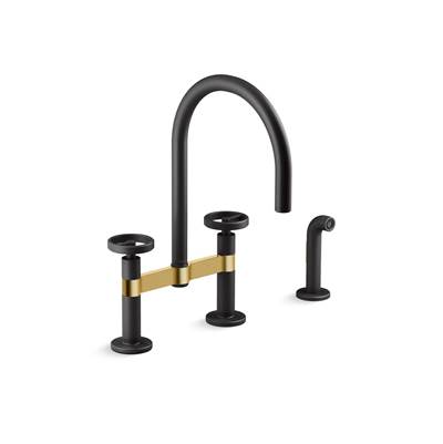 BilletE Two-hole bridge kitchen sink faucet with side sprayer