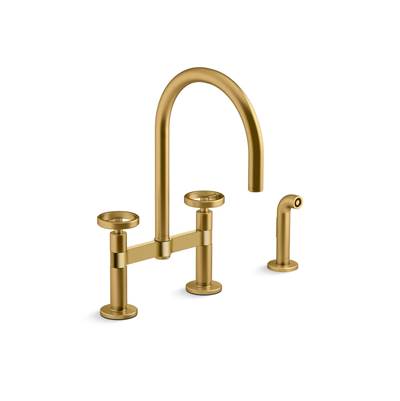BilletE Two-hole bridge kitchen sink faucet with side sprayer
