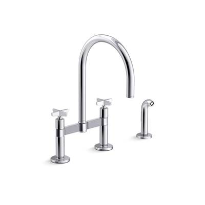 BilletE Two-hole bridge kitchen sink faucet with side sprayer