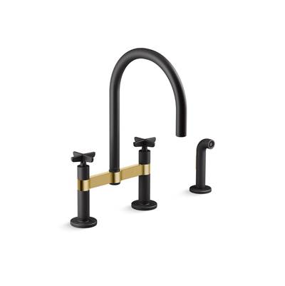 BilletE Two-hole bridge kitchen sink faucet with side sprayer