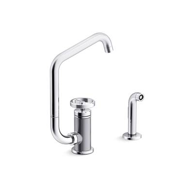 BilletE Single-handle kitchen sink faucet with two-function extended-reach spout and side sprayer