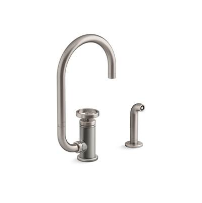 BilletE Single-handle kitchen sink faucet with two-function extended-reach spout and side sprayer