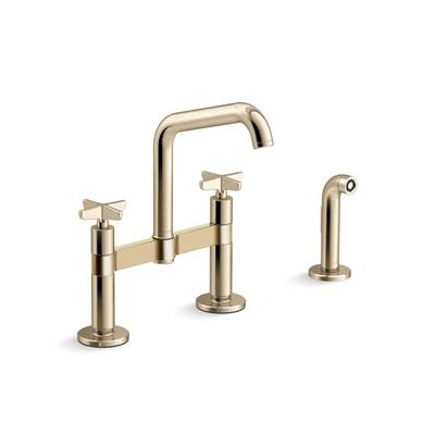 BilletE Two-hole bridge kitchen sink faucet with side sprayer