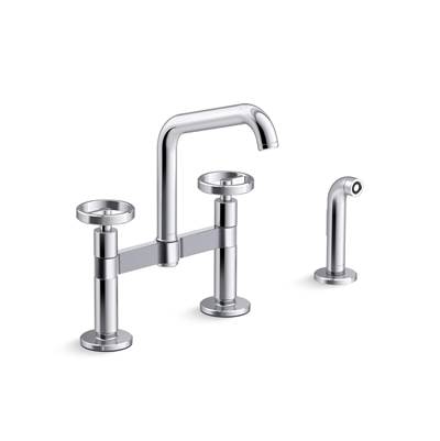 BilletE Two-hole bridge kitchen sink faucet with side sprayer