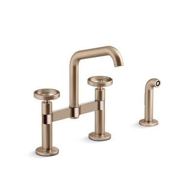 BilletE Two-hole bridge kitchen sink faucet with side sprayer