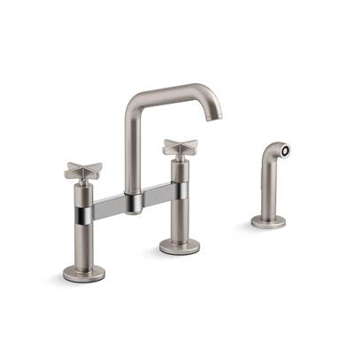 BilletE Two-hole bridge kitchen sink faucet with side sprayer