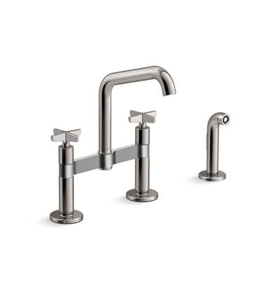 BilletE Two-hole bridge kitchen sink faucet with side sprayer