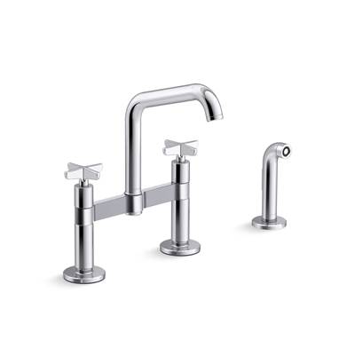 BilletE Two-hole bridge kitchen sink faucet with side sprayer