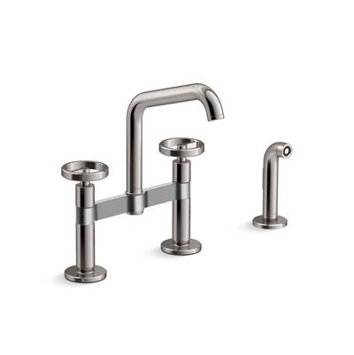 BilletE Two-hole bridge kitchen sink faucet with side sprayer