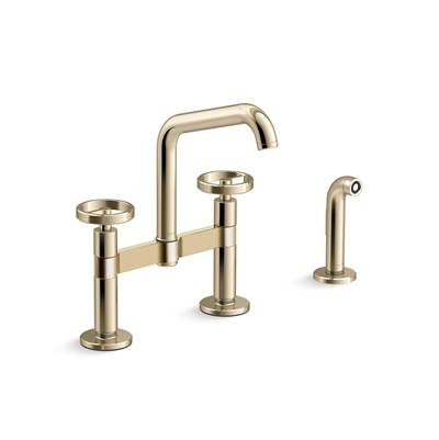 BilletE Two-hole bridge kitchen sink faucet with side sprayer