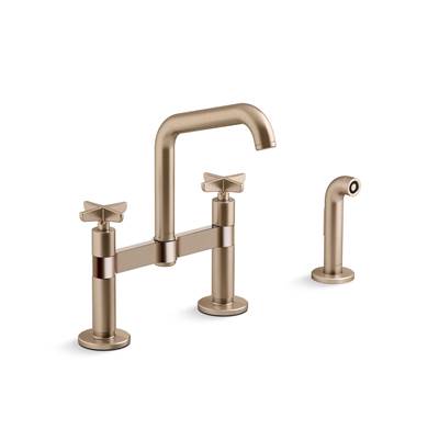 BilletE Two-hole bridge kitchen sink faucet with side sprayer
