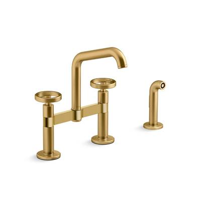BilletE Two-hole bridge kitchen sink faucet with side sprayer