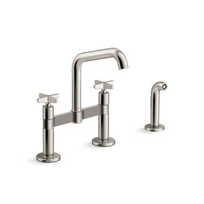 BilletE Two-hole bridge kitchen sink faucet with side sprayer