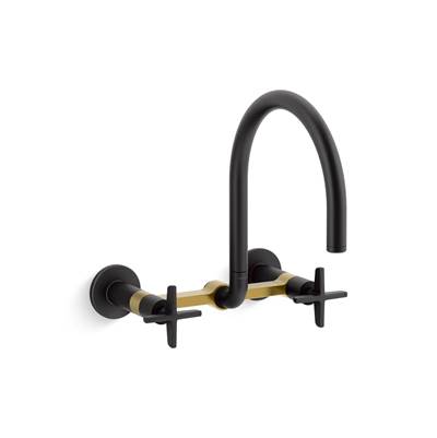 BilletE Two-hole wall-mount bridge kitchen sink faucet