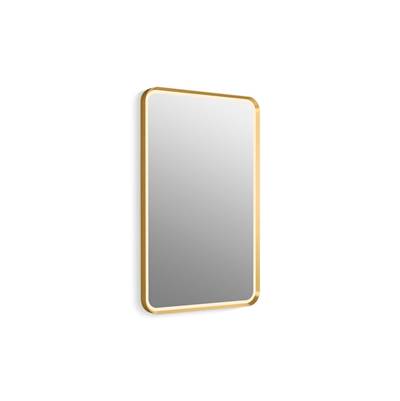 Essential Ultrabright 22 in. X 34 in. Rectangular Lighted Framed Mirror - Moderne Brushed Gold